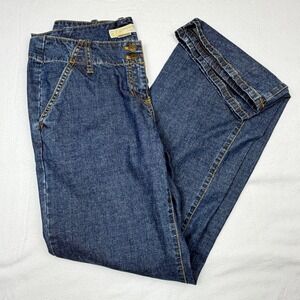 Michael Kors Womens Dark Wash Wide Leg Denim Jeans Blue Size 6 Trouser Style